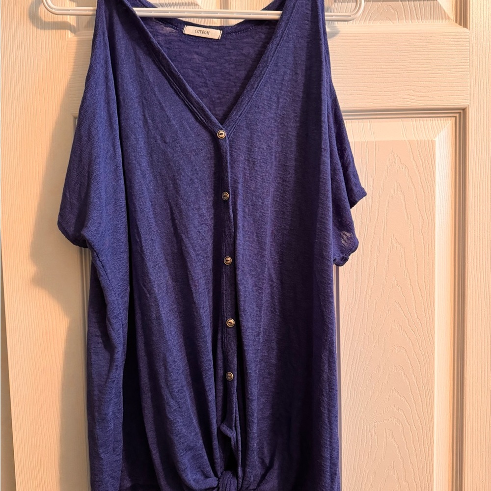 Crown & Ivy Blue Button-Down Top